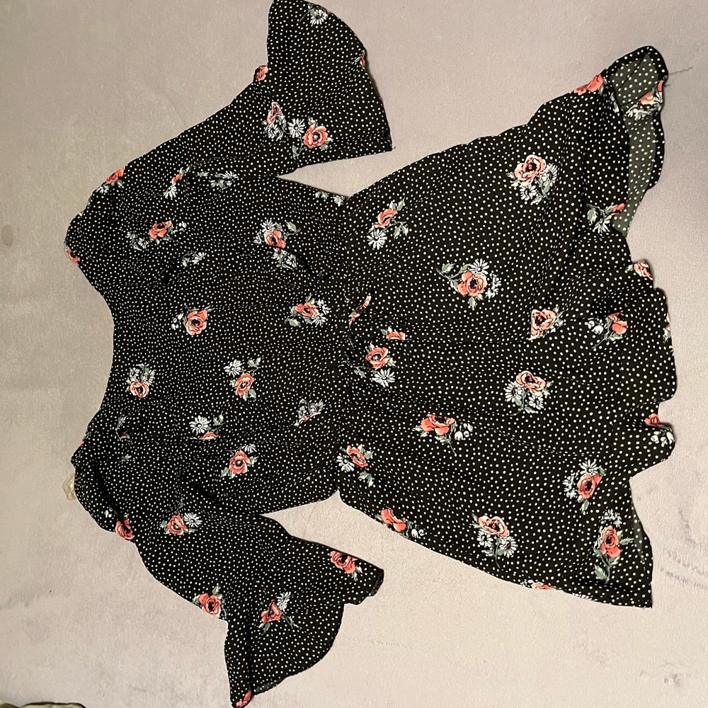 Black and floral romper